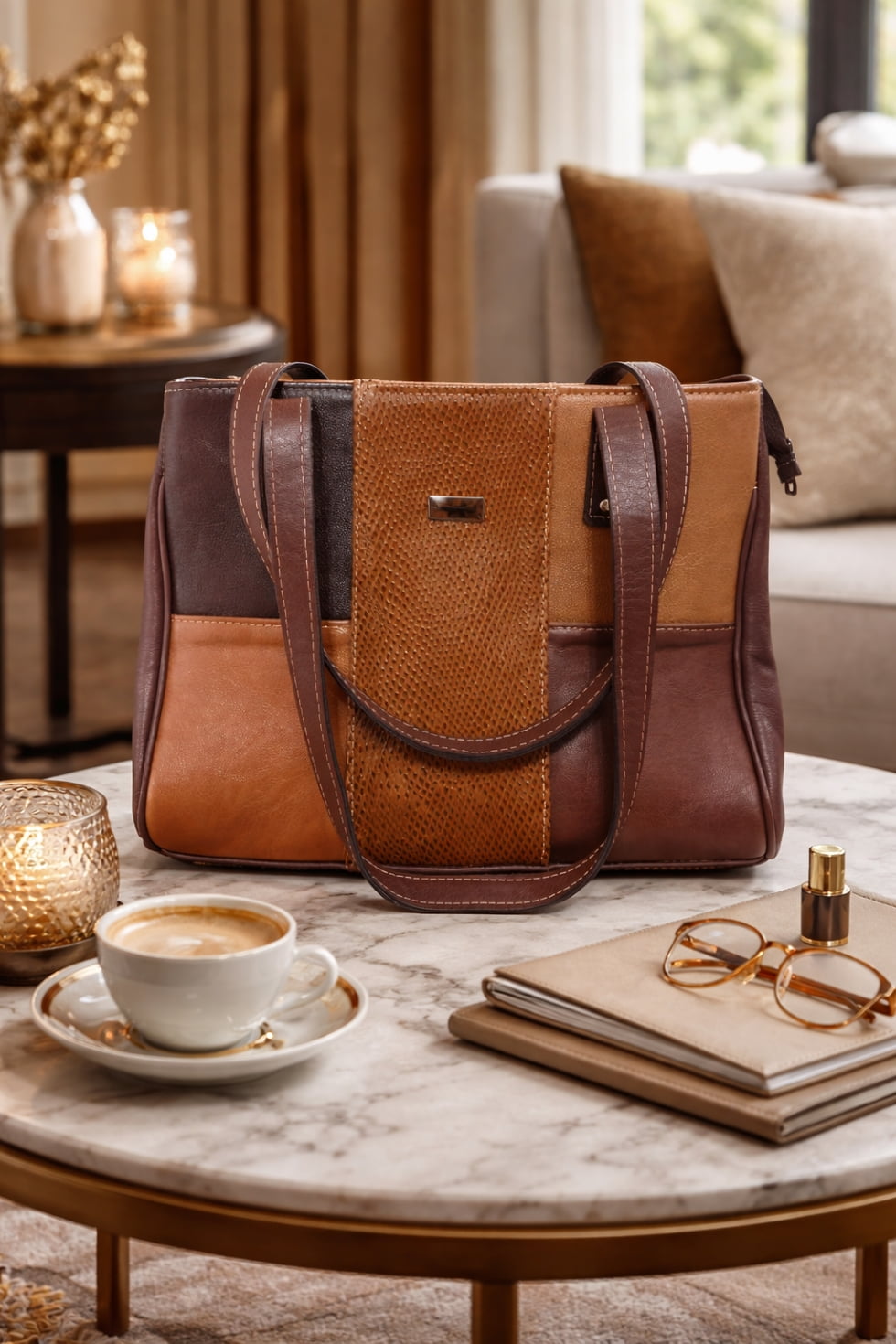 Bolsa de Couro Legítimo retalhos