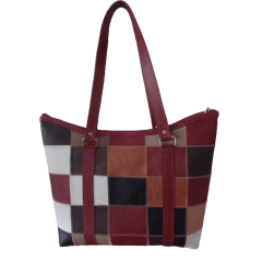 Bolsa de couro grande em patchwork