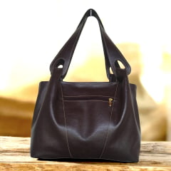 Bolsa Feminina de couro legítimo macio grande elegante casual