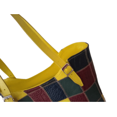 Bolsa de Couro Legitimo Retalhos selecionados / estruturada/ colorida