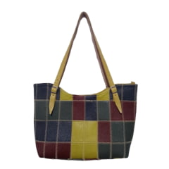 Bolsa de Couro Legitimo Retalhos selecionados / estruturada/ colorida