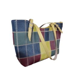Bolsa de Couro Legitimo Retalhos selecionados / estruturada/ colorida